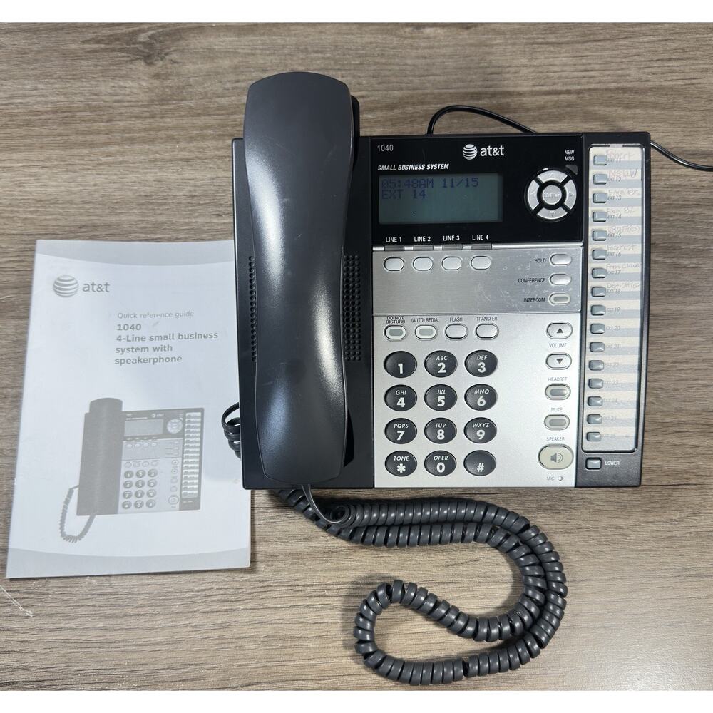 AT&T 1040 4-Line Business Phone Speakerphone Tested w/ Power Supply